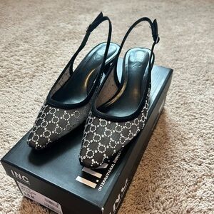 INC International Concepts Black Embellished Slingback Heels